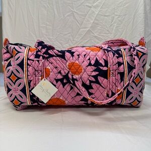 Vera Bradley Small Duffle “Love Me” Pink and Orange Quilted Travel Bag